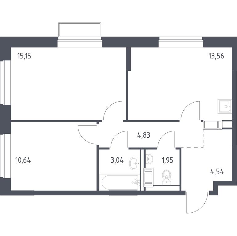 1-BD Apartment Sale, 53.71 sq. m. at Tomilino Park, 1-y kvartal, posyolok Zhilino-1, Lubertsy City District, Moscow Region, Russia #1 1-BD Apartment Sale, 53.71 sq. m. at Tomilino Park, 1-y kvartal, posyolok Zhilino-1, Lubertsy City District, Moscow Region, Russia #1