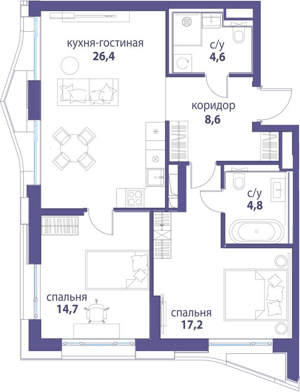 Продажа 3-комн. квартиры, 76,3 м² в ЖК «Символ», проезд Невельского, 6к1, Москва, Россия #1 Продажа 3-комн. квартиры, 76,3 м² в ЖК «Символ», проезд Невельского, 6к1, Москва, Россия #1