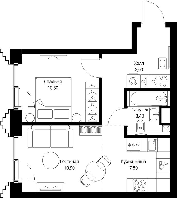 Продажа 1-комн. квартиры, 40,9 м² в ЖК «SET (Сет)», Верейская улица, Москва, Россия #1 Продажа 1-комн. квартиры, 40,9 м² в ЖК «SET (Сет)», Верейская улица, Москва, Россия #1