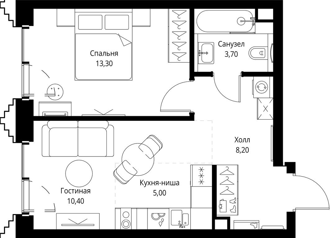 1-BD Apartment Sale, 40.6平方米 at SET, Vereyskaya Street, Moscow, Russia #1