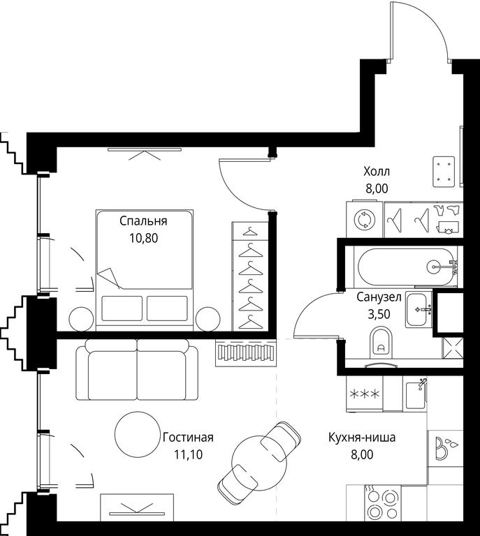 1-BD Apartment Sale, 41.4平方米 at SET, Vereyskaya Street, Moscow, Russia #1 1-BD Apartment Sale, 41.4平方米 at SET, Vereyskaya Street, Moscow, Russia #1