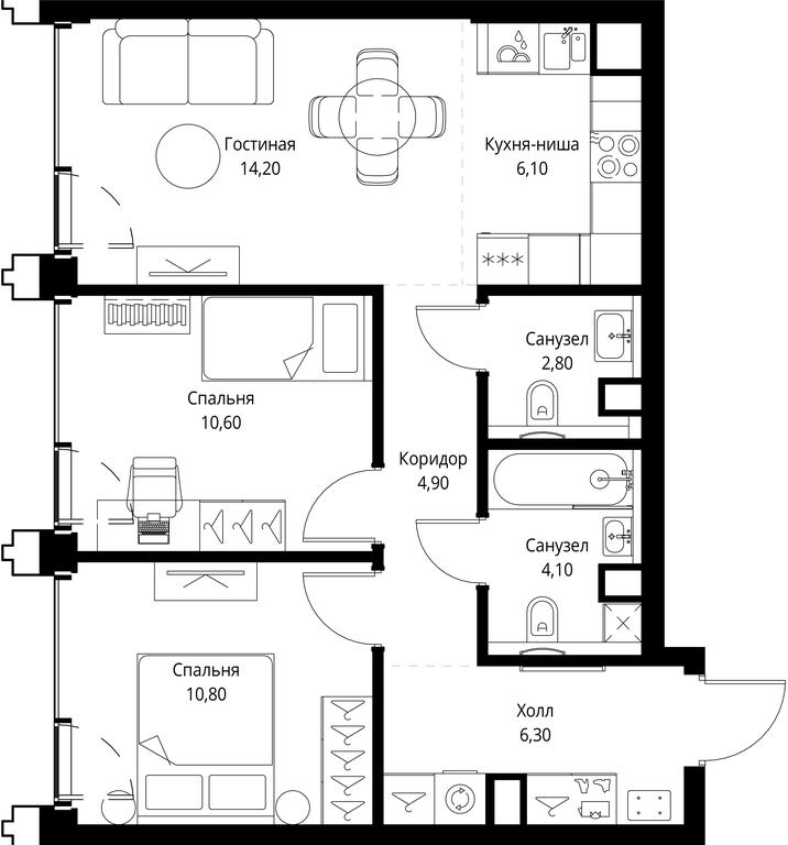 2-BD Apartment Sale, 59.8 sq. m. at SET, Vereyskaya Street, Moscow, Russia #1 2-BD Apartment Sale, 59.8 sq. m. at SET, Vereyskaya Street, Moscow, Russia #1