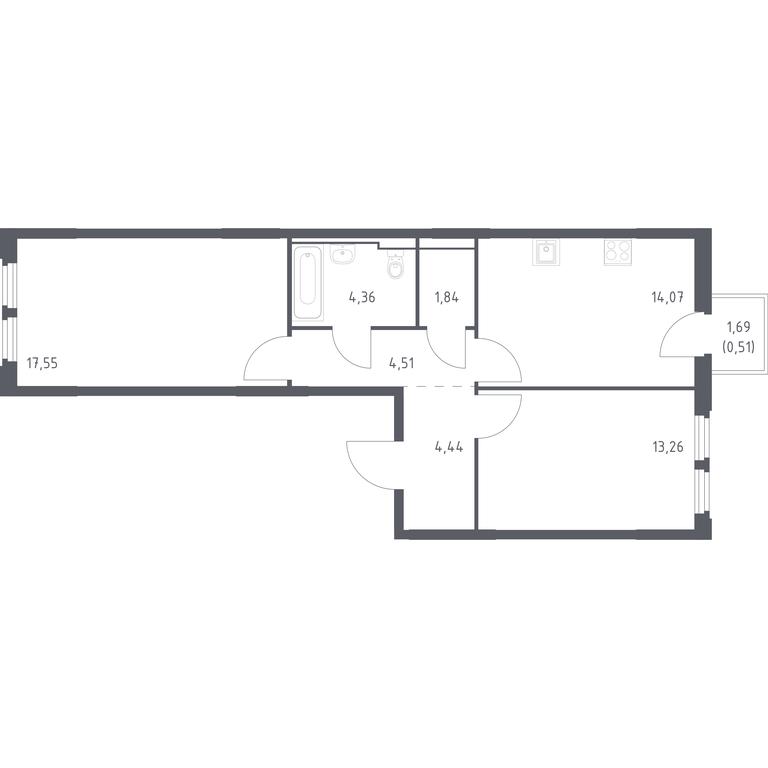 1-BD Apartment Sale, 60.54平方米 at Kosmicheskiy kvartal, M.K. Tikhonravova Street, Yubileyniy Microdistrict, Korolyov, Moscow Region, Russia #1 1-BD Apartment Sale, 60.54平方米 at Kosmicheskiy kvartal, M.K. Tikhonravova Street, Yubileyniy Microdistrict, Korolyov, Moscow Region, Russia #1