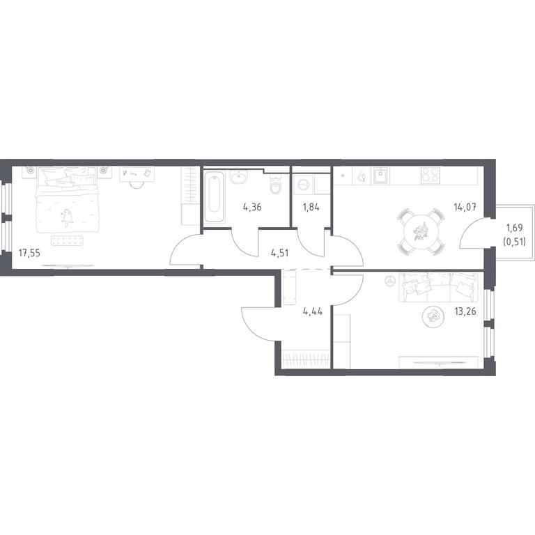 1-BD Apartment Sale, 60.54平方米 at Kosmicheskiy kvartal, M.K. Tikhonravova Street, Yubileyniy Microdistrict, Korolyov, Moscow Region, Russia #2 1-BD Apartment Sale, 60.54平方米 at Kosmicheskiy kvartal, M.K. Tikhonravova Street, Yubileyniy Microdistrict, Korolyov, Moscow Region, Russia #2