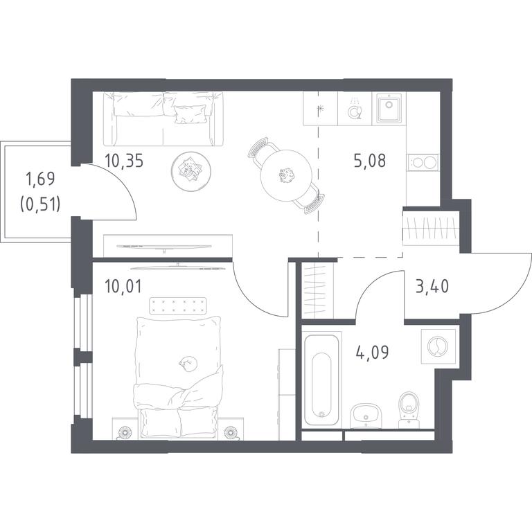 Apartment Sale, 33.44平方米 at Kosmicheskiy kvartal, M.K. Tikhonravova Street, Yubileyniy Microdistrict, Korolyov, Moscow Region, Russia #2 Apartment Sale, 33.44平方米 at Kosmicheskiy kvartal, M.K. Tikhonravova Street, Yubileyniy Microdistrict, Korolyov, Moscow Region, Russia #2