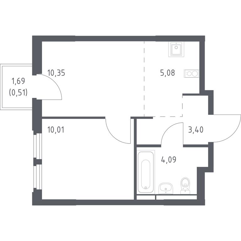 Apartment Sale, 33.44平方米 at Kosmicheskiy kvartal, M.K. Tikhonravova Street, Yubileyniy Microdistrict, Korolyov, Moscow Region, Russia #1 Apartment Sale, 33.44平方米 at Kosmicheskiy kvartal, M.K. Tikhonravova Street, Yubileyniy Microdistrict, Korolyov, Moscow Region, Russia #1