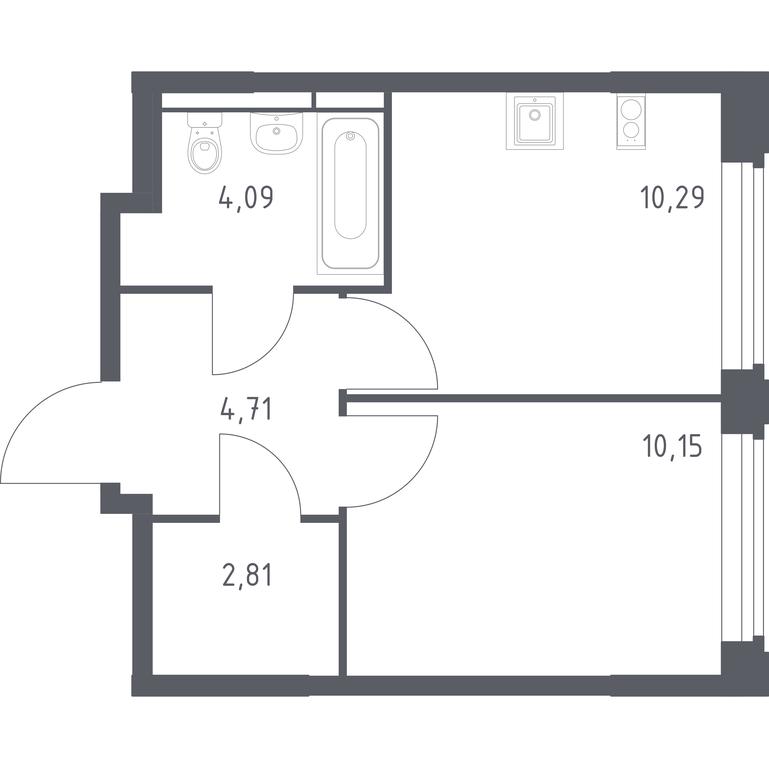 Apartment Sale, 32.05平方米 at Kosmicheskiy kvartal, M.K. Tikhonravova Street, Yubileyniy Microdistrict, Korolyov, Moscow Region, Russia #1