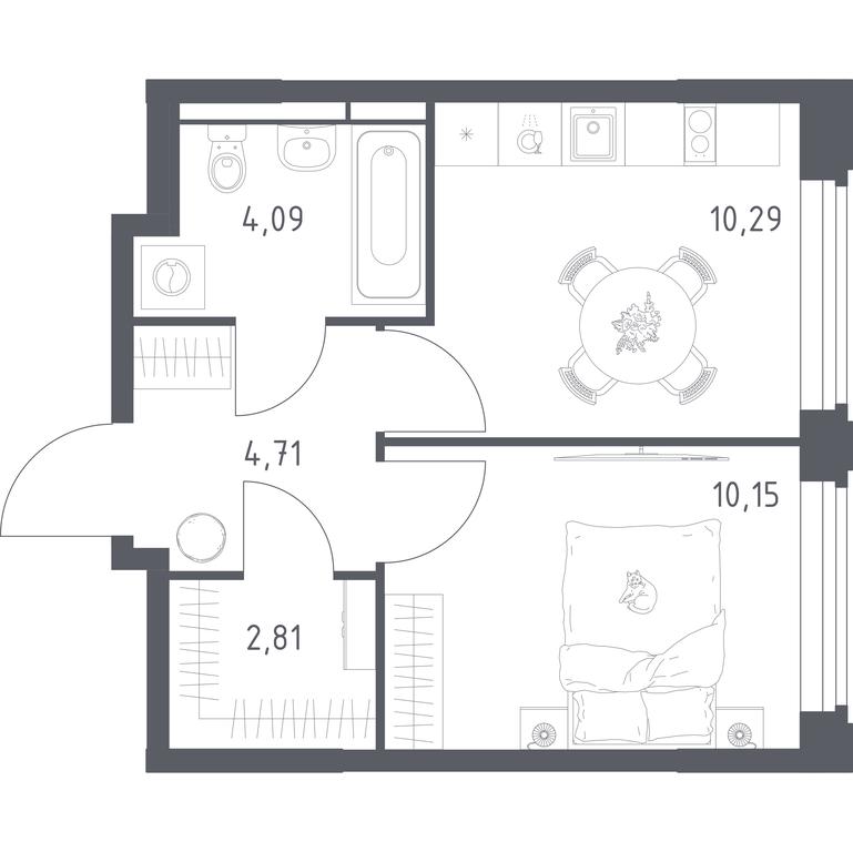 Apartment Sale, 32.05平方米 at Kosmicheskiy kvartal, M.K. Tikhonravova Street, Yubileyniy Microdistrict, Korolyov, Moscow Region, Russia #2