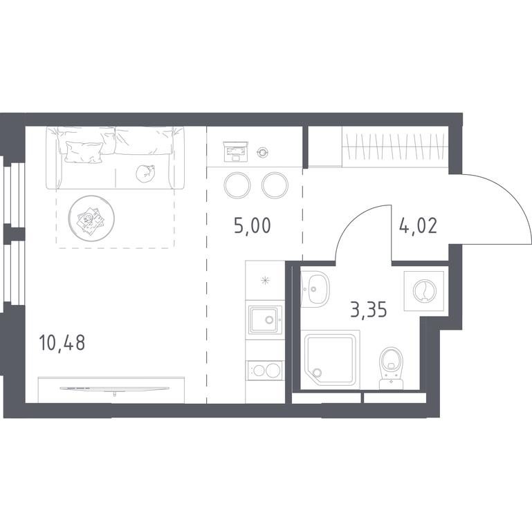 Apartment Sale, 22.85 sq. m. at Kosmicheskiy kvartal, M.K. Tikhonravova Street, Yubileyniy Microdistrict, Korolyov, Moscow Region, Russia #2