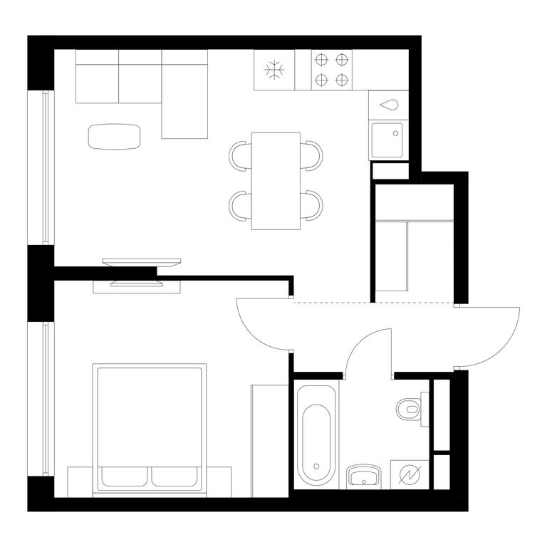 1-BD Apartment Sale, 39.8平方米 at Kutuzovskiy Kvartal, Ivana Franko Street, 20к1, Moscow, Russia #2 1-BD Apartment Sale, 39.8平方米 at Kutuzovskiy Kvartal, Ivana Franko Street, 20к1, Moscow, Russia #2