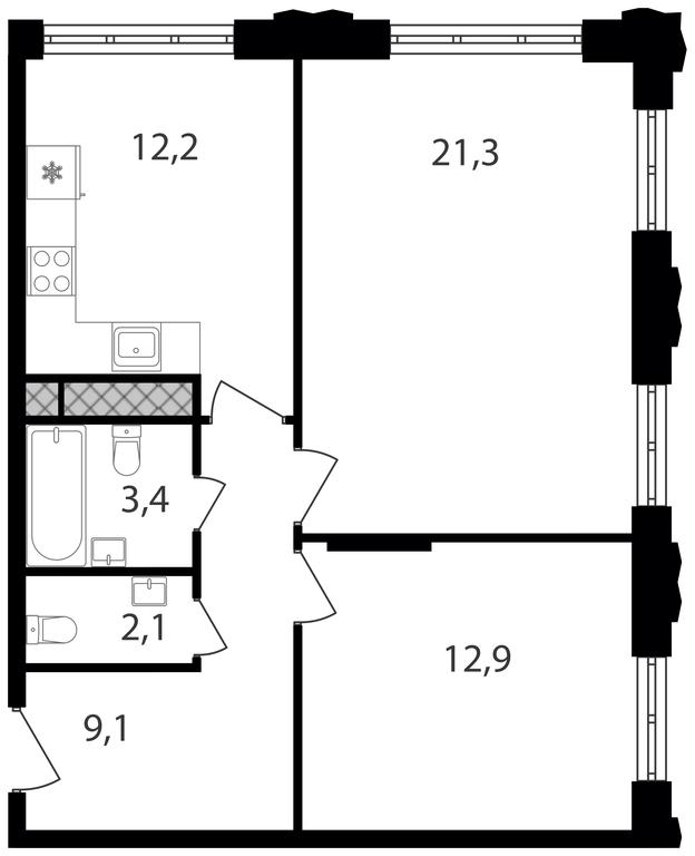 2-BD Apartment Sale, 61平方米 at Varshavskie Vorota, Varshavskoye Highway, 141, Moscow, Russia #1 2-BD Apartment Sale, 61平方米 at Varshavskie Vorota, Varshavskoye Highway, 141, Moscow, Russia #1