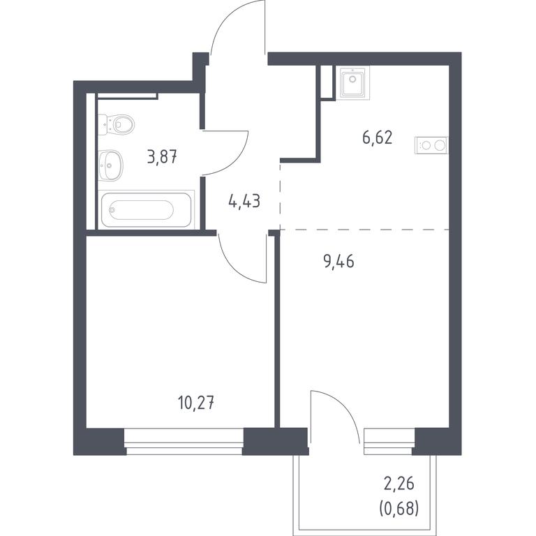 Apartment Sale, 35.33 sq. m. at Egorovo Park, 1-y kvartal, posyolok Zhilino-1, Lubertsy City District, Moscow Region, Russia #1