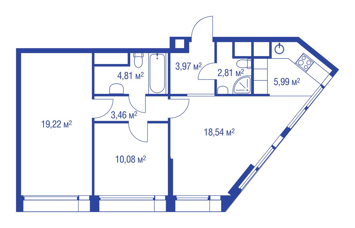 2-BD Apartment Sale, 70.3 sq. m. at iLove, улица Бочкова, 11А, Москва, Россия #1