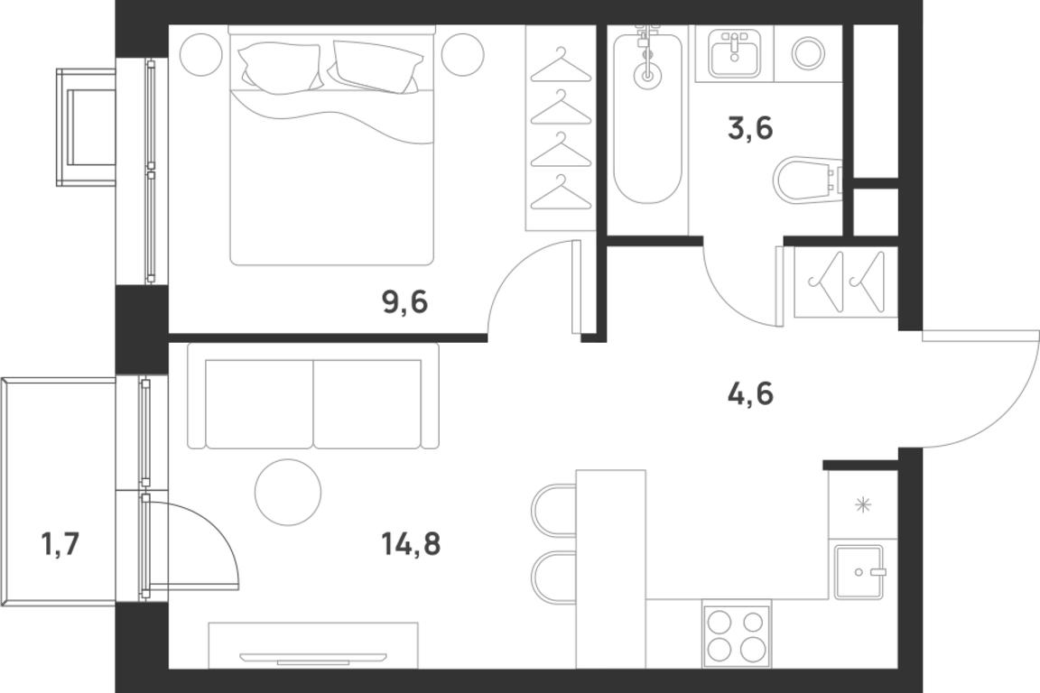 1-BD Apartment Sale, 33.1 sq. m. at Газопровод, Sosenskoye Settlement, Moscow, Russia #1 1-BD Apartment Sale, 33.1 sq. m. at Газопровод, Sosenskoye Settlement, Moscow, Russia #1