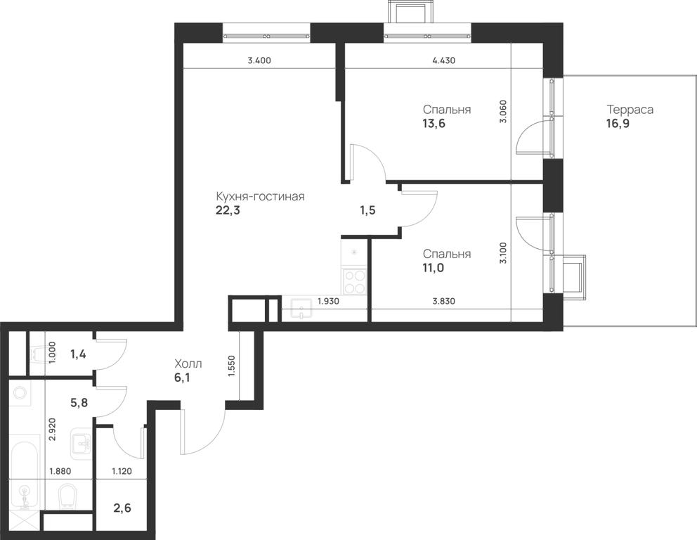 1-BD Apartment Sale, 69.4 sq. m. at Газопровод, Sosenskoye Settlement, Moscow, Russia #1 1-BD Apartment Sale, 69.4 sq. m. at Газопровод, Sosenskoye Settlement, Moscow, Russia #1