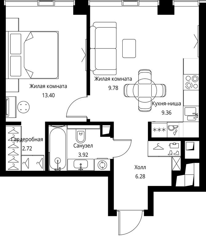 1-BD Apartment Sale, 45.46平方米 at City Bay, Volokolamskoye Highway, 95с3, Moscow, Russia #1 1-BD Apartment Sale, 45.46平方米 at City Bay, Volokolamskoye Highway, 95с3, Moscow, Russia #1