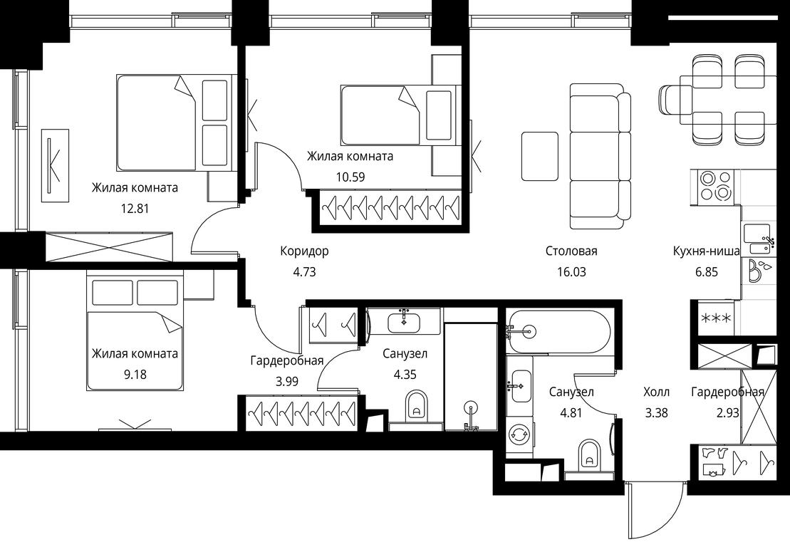 3-BD Apartment Sale, 79.64平方米 at City Bay, Volokolamskoye Highway, 95с3, Moscow, Russia #1 3-BD Apartment Sale, 79.64平方米 at City Bay, Volokolamskoye Highway, 95с3, Moscow, Russia #1