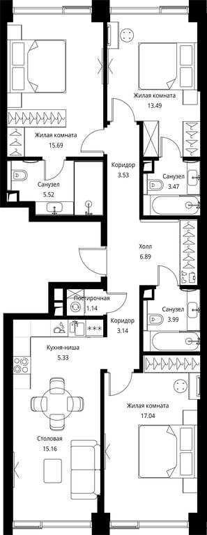 3-BD Apartment Sale, 94.39 sq. m. at City Bay, Volokolamskoye Highway, 95с3, Moscow, Russia #1 3-BD Apartment Sale, 94.39 sq. m. at City Bay, Volokolamskoye Highway, 95с3, Moscow, Russia #1