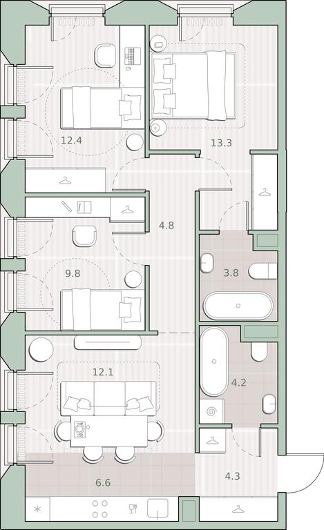 3-BD Apartment Sale, 71.3 sq. m. at Sreda na Lobachevskogo, Ochakovskoye Highway, Moscow, Russia #1 3-BD Apartment Sale, 71.3 sq. m. at Sreda na Lobachevskogo, Ochakovskoye Highway, Moscow, Russia #1