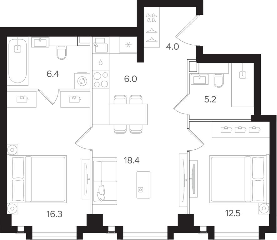2-BD Apartment Sale, 68.8 sq. m. at Mangazeya na Tulskoy, Bolshaya Tulskaya Street, Moscow, Russia #1 2-BD Apartment Sale, 68.8 sq. m. at Mangazeya na Tulskoy, Bolshaya Tulskaya Street, Moscow, Russia #1