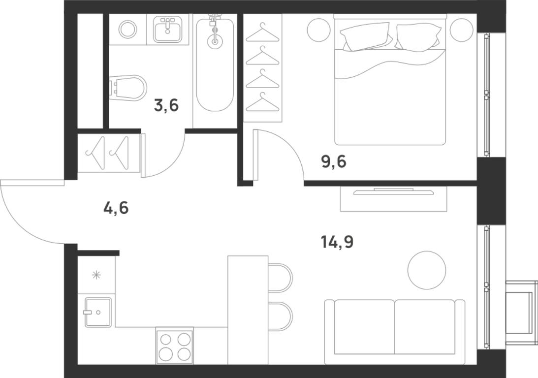 1-BD Apartment Sale, 32.7 sq. m. at Газопровод, Sosenskoye Settlement, Moscow, Russia #1 1-BD Apartment Sale, 32.7 sq. m. at Газопровод, Sosenskoye Settlement, Moscow, Russia #1