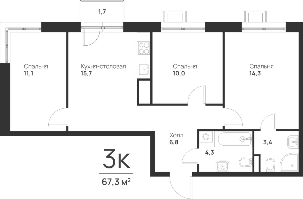 2-BD Apartment Sale, 66.1平方米 at Газопровод, Sosenskoye Settlement, Moscow, Russia #1 2-BD Apartment Sale, 66.1平方米 at Газопровод, Sosenskoye Settlement, Moscow, Russia #1