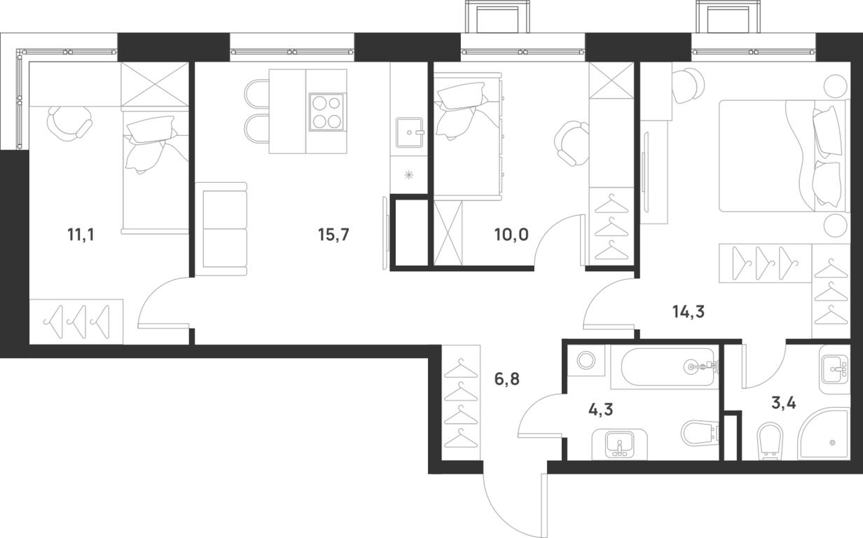 2-BD Apartment Sale, 65.6 sq. m. at Газопровод, Sosenskoye Settlement, Moscow, Russia #1 2-BD Apartment Sale, 65.6 sq. m. at Газопровод, Sosenskoye Settlement, Moscow, Russia #1