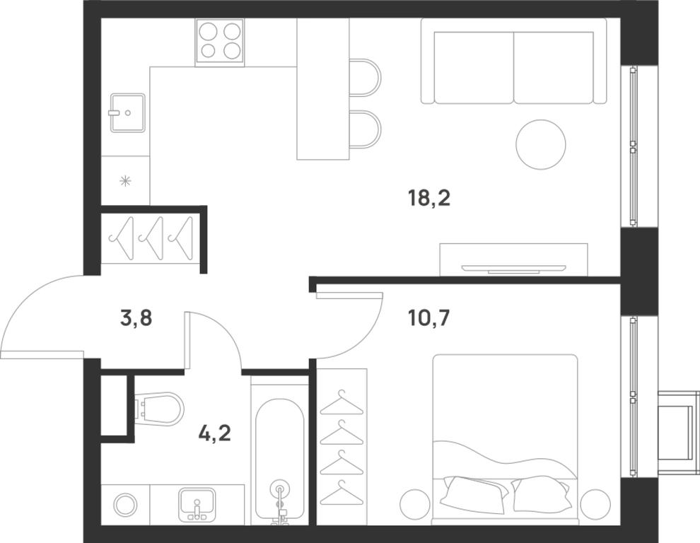 1-BD Apartment Sale, 36.9 sq. m. at Газопровод, Sosenskoye Settlement, Moscow, Russia #1