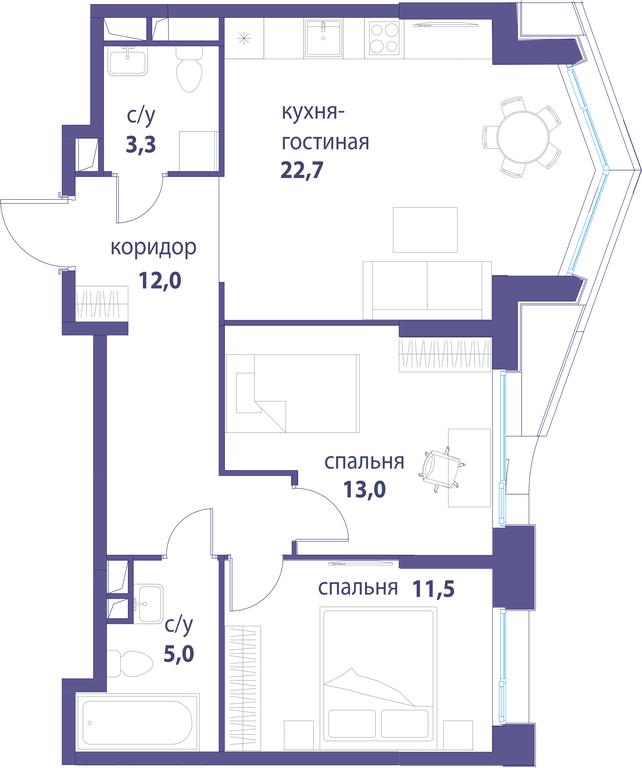 Продажа 2-комн. квартиры, 67,4 м² в ЖК «Символ», проезд Невельского, 6к1, Москва, Россия #1 Продажа 2-комн. квартиры, 67,4 м² в ЖК «Символ», проезд Невельского, 6к1, Москва, Россия #1