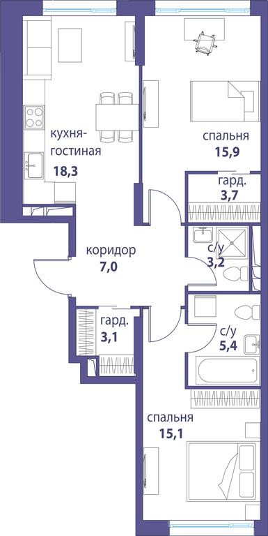 Продажа 2-комн. квартиры, 71,7 м² в ЖК «Символ», проезд Невельского, 6к1, Москва, Россия #1 Продажа 2-комн. квартиры, 71,7 м² в ЖК «Символ», проезд Невельского, 6к1, Москва, Россия #1