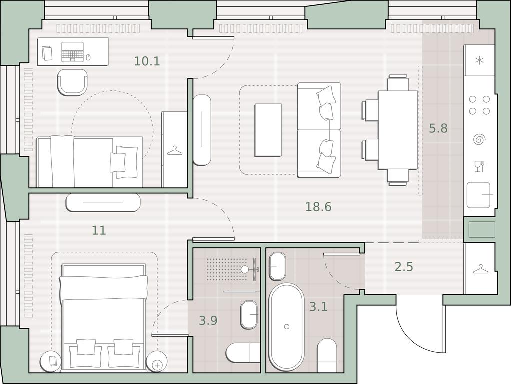 2-BD Apartment Sale, 55 sq. m. at Sreda na Lobachevskogo, Ochakovskoye Highway, Moscow, Russia #2 2-BD Apartment Sale, 55 sq. m. at Sreda na Lobachevskogo, Ochakovskoye Highway, Moscow, Russia #2