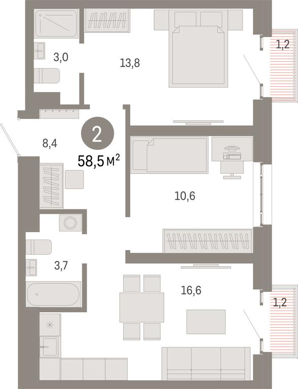 2-BD Apartment Sale, 58.5 sq. m. at Kvartal Metronom, Tagilskaya Street, Moscow, Russia #1 2-BD Apartment Sale, 58.5 sq. m. at Kvartal Metronom, Tagilskaya Street, Moscow, Russia #1