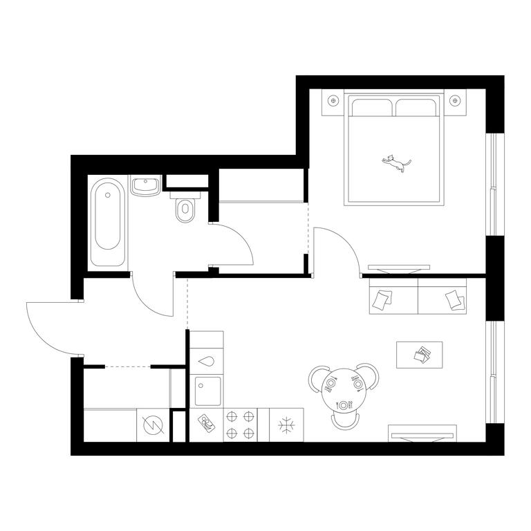 1-BD Apartment Sale, 36.2平方米 at Matveevskiy Park, Ochakovskoye Highway, вл3с11, Moscow, Russia #1