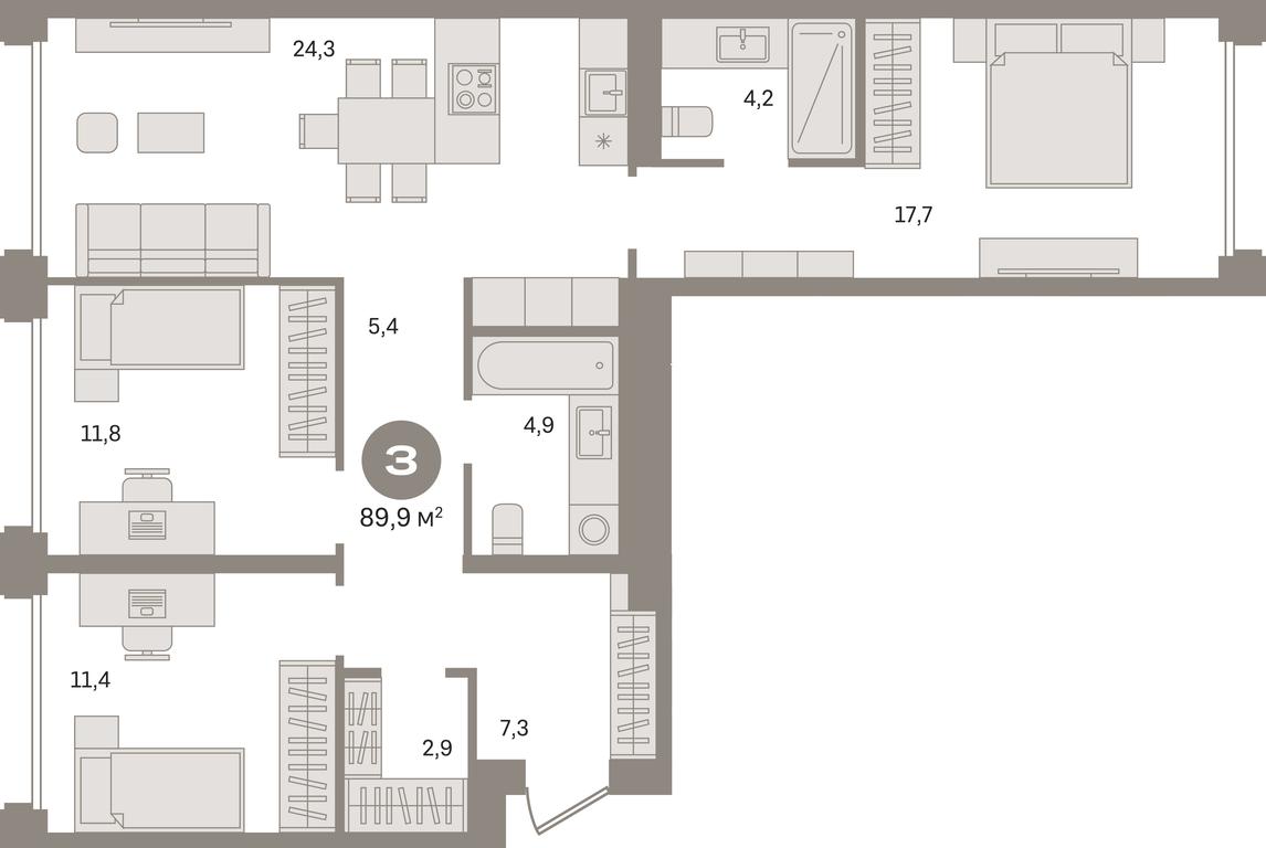 Продажа 3-комн. квартиры, 89,9 м² в ЖК «Дом А», Дубининская улица, вл59к2, Москва, Россия #1