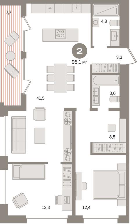 2-BD Apartment Sale, 95.1 sq. m. at Dom A, Dubininskaya Street, вл59к2, Moscow, Russia #1 2-BD Apartment Sale, 95.1 sq. m. at Dom A, Dubininskaya Street, вл59к2, Moscow, Russia #1