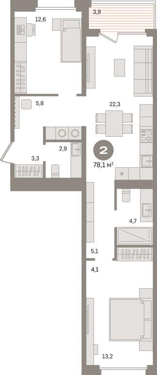 2-BD Apartment Sale, 78.1平方米 at Dom A, Dubininskaya Street, вл59к2, Moscow, Russia #1 2-BD Apartment Sale, 78.1平方米 at Dom A, Dubininskaya Street, вл59к2, Moscow, Russia #1