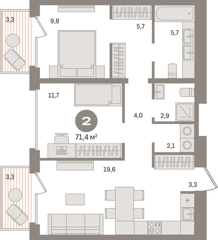 2-BD Apartment Sale, 71.4平方米 at Dom A, Dubininskaya Street, вл59к2, Moscow, Russia #1 2-BD Apartment Sale, 71.4平方米 at Dom A, Dubininskaya Street, вл59к2, Moscow, Russia #1