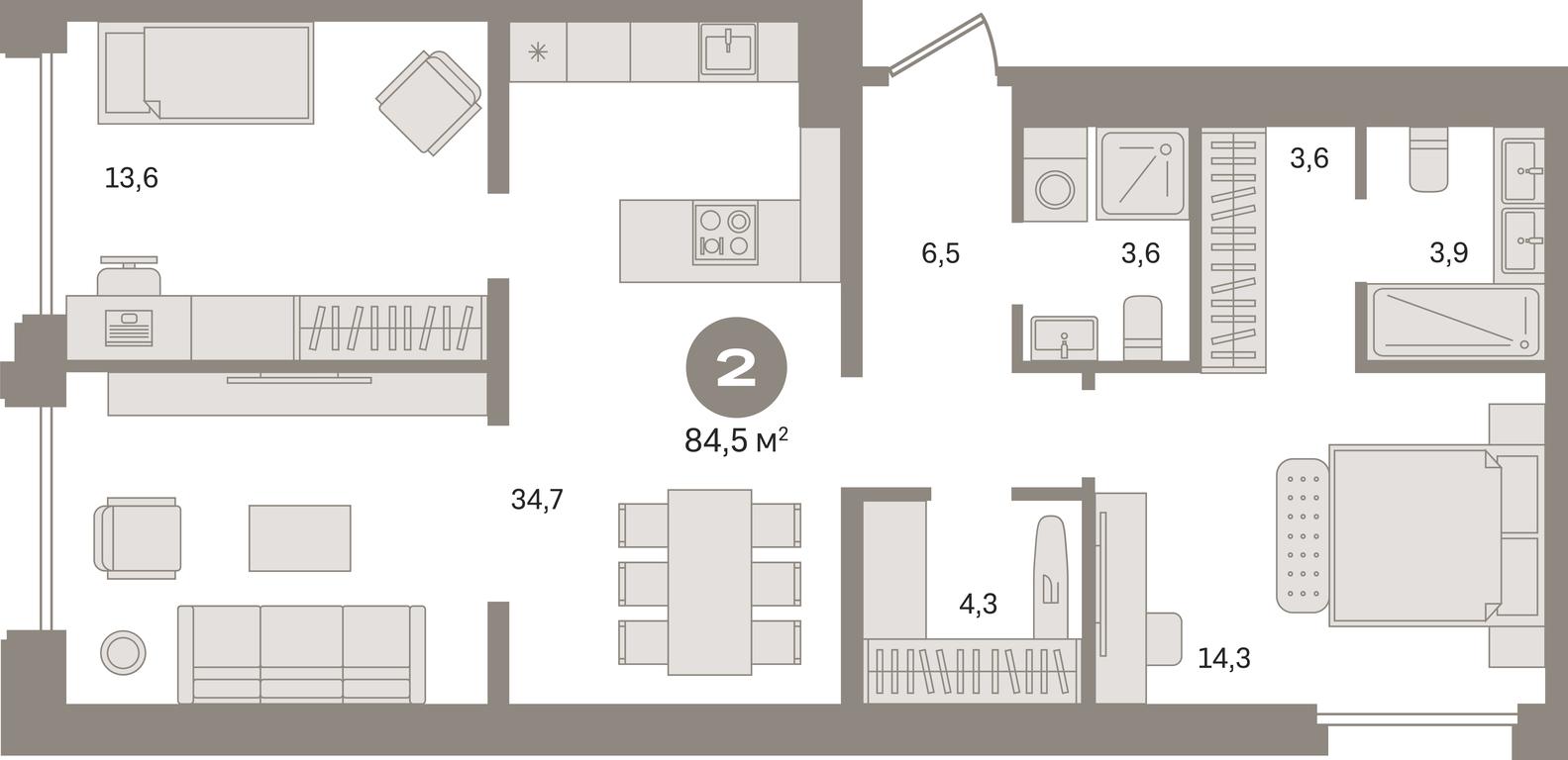2-BD Apartment Sale, 84.5平方米 at Dom A, Dubininskaya Street, вл59к2, Moscow, Russia #1 2-BD Apartment Sale, 84.5平方米 at Dom A, Dubininskaya Street, вл59к2, Moscow, Russia #1