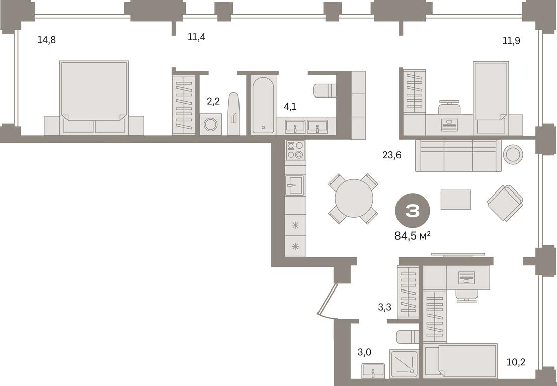 3-BD Apartment Sale, 84.5平方米 at Dom A, Dubininskaya Street, вл59к2, Moscow, Russia #1 3-BD Apartment Sale, 84.5平方米 at Dom A, Dubininskaya Street, вл59к2, Moscow, Russia #1