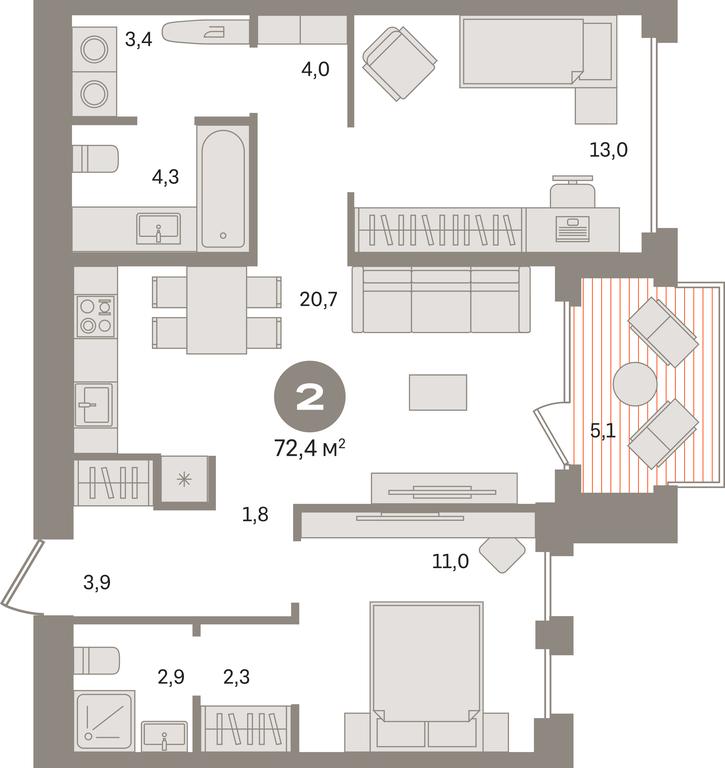 2-BD Apartment Sale, 72.4平方米 at Dom A, Dubininskaya Street, вл59к2, Moscow, Russia #1 2-BD Apartment Sale, 72.4平方米 at Dom A, Dubininskaya Street, вл59к2, Moscow, Russia #1
