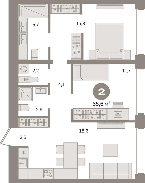 Продажа 2-комн. квартиры, 65,6 м² в ЖК «Дом А», Дубининская улица, вл59к2, Москва, Россия #1 Продажа 2-комн. квартиры, 65,6 м² в ЖК «Дом А», Дубининская улица, вл59к2, Москва, Россия #1