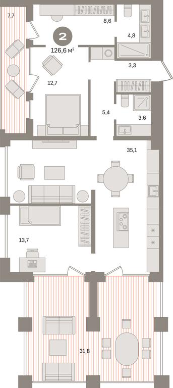 2-BD Apartment Sale, 126.6 sq. m. at Dom A, Dubininskaya Street, вл59к2, Moscow, Russia #1 2-BD Apartment Sale, 126.6 sq. m. at Dom A, Dubininskaya Street, вл59к2, Moscow, Russia #1