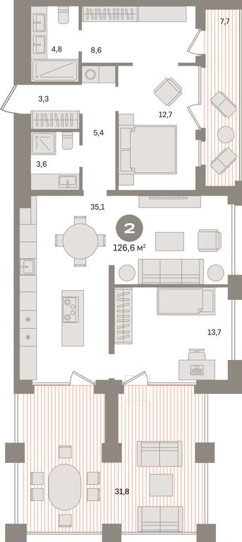 2-BD Apartment Sale, 126.6平方米 at Dom A, Dubininskaya Street, вл59к2, Moscow, Russia #1 2-BD Apartment Sale, 126.6平方米 at Dom A, Dubininskaya Street, вл59к2, Moscow, Russia #1