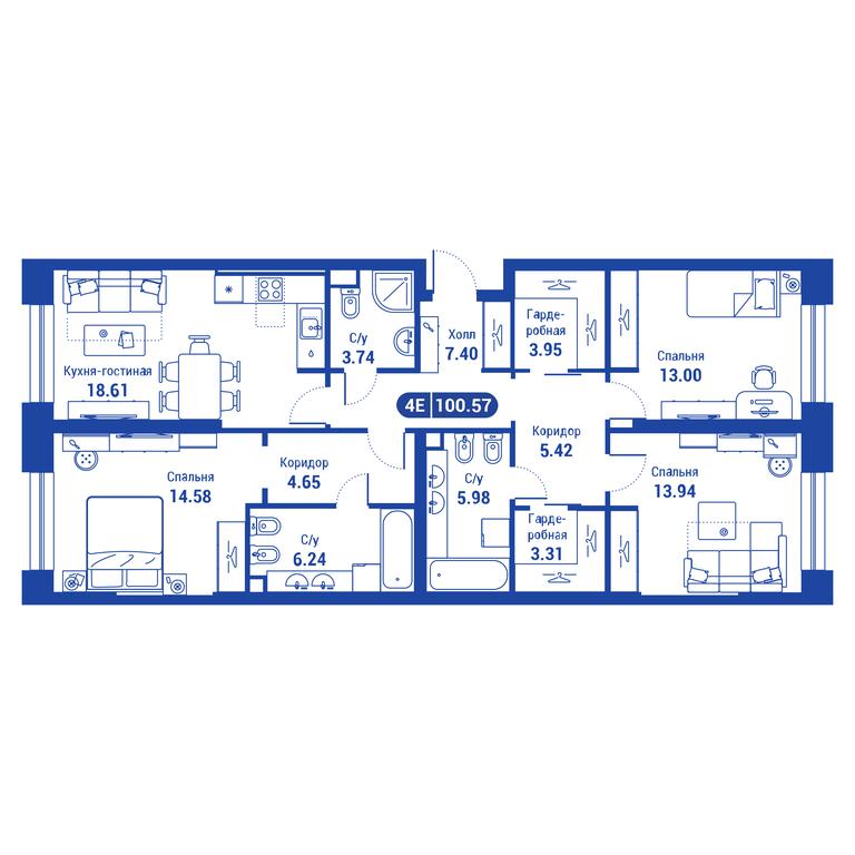 3-BD Apartment Sale, 99.2 sq. m. at iLove, улица Бочкова, 11А, Москва, Россия #1 3-BD Apartment Sale, 99.2 sq. m. at iLove, улица Бочкова, 11А, Москва, Россия #1