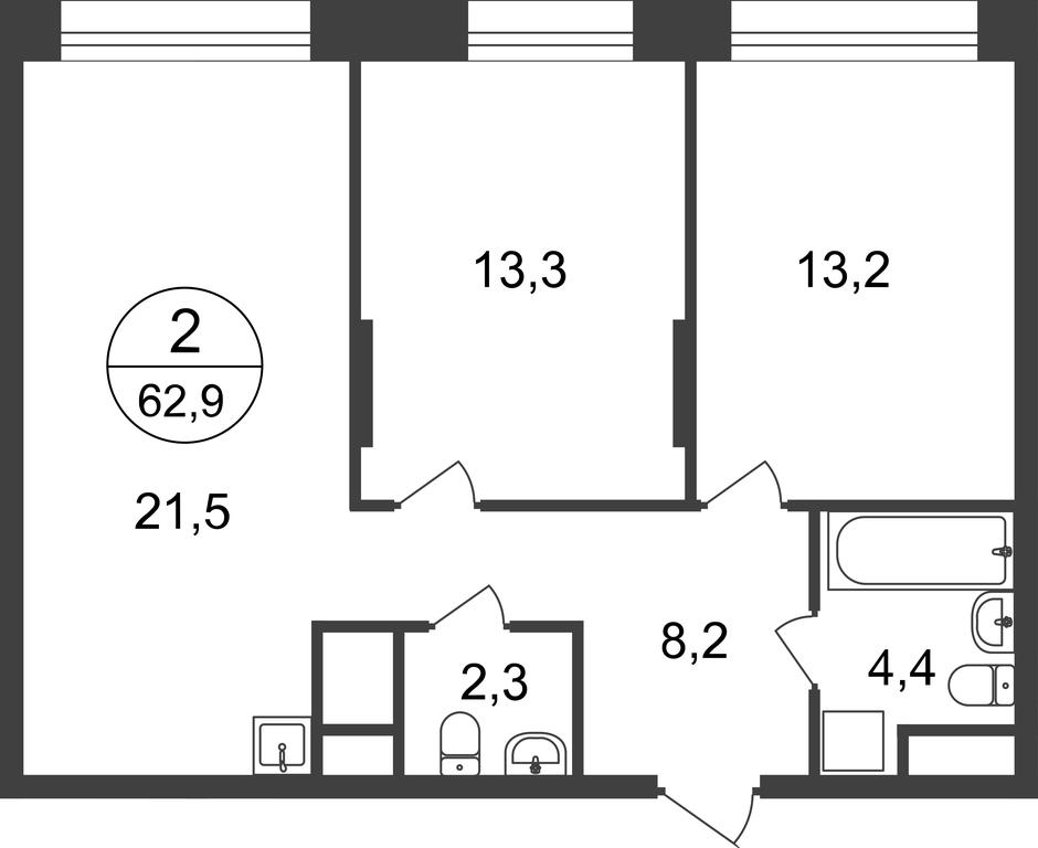 2-BD Apartment Sale, 62.9 sq. m. at Pervyi Moskovskiy, ulitsa Bianki, 1, Moskovskiy, Moscow, Russia #2 2-BD Apartment Sale, 62.9 sq. m. at Pervyi Moskovskiy, ulitsa Bianki, 1, Moskovskiy, Moscow, Russia #2