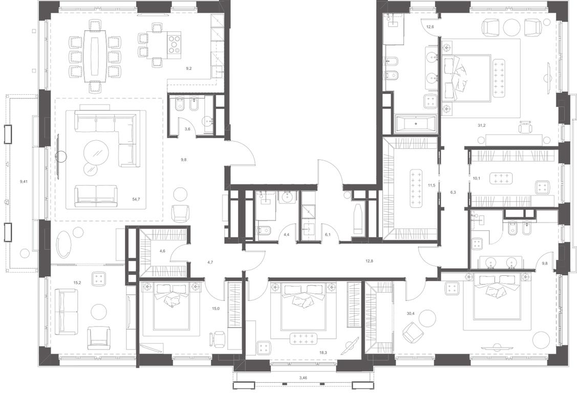 Apartment Sale, 268.81平方米 at Russian Seasons, Bolshaya Ordynka Street, 19с9, Moscow, Russia #2