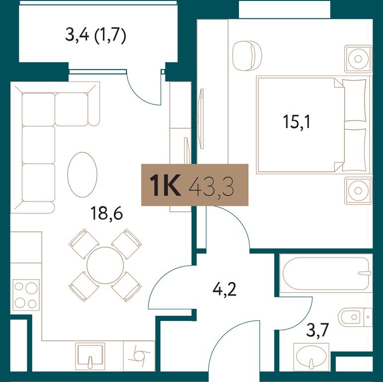 1-BD Apartment Sale, 43.4平方米 at Nastoiashchee, Vinnitskaya Street, 8к1, Moscow, Russia #1