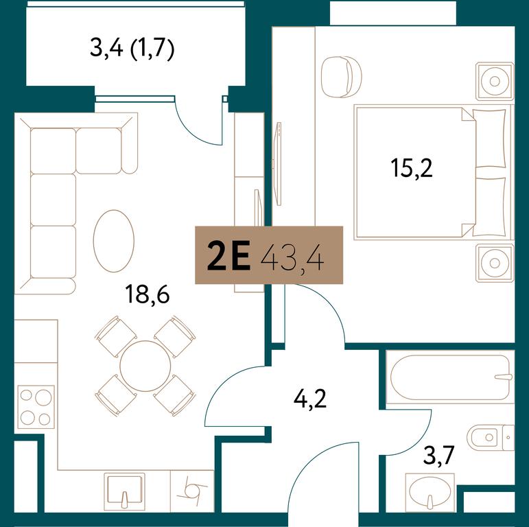 1-BD Apartment Sale, 43.4平方米 at Nastoiashchee, Vinnitskaya Street, 8к1, Moscow, Russia #2