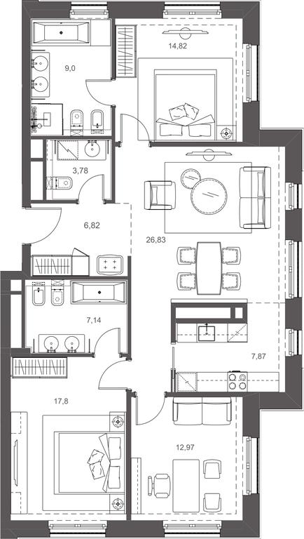 Apartment Sale, 107.03平方米 at Russian Seasons, Bolshaya Ordynka Street, 19с9, Moscow, Russia #2 Apartment Sale, 107.03平方米 at Russian Seasons, Bolshaya Ordynka Street, 19с9, Moscow, Russia #2