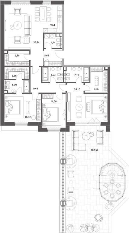Apartment Sale, 163.52平方米 at Russian Seasons, Bolshaya Ordynka Street, 19с9, Moscow, Russia #2